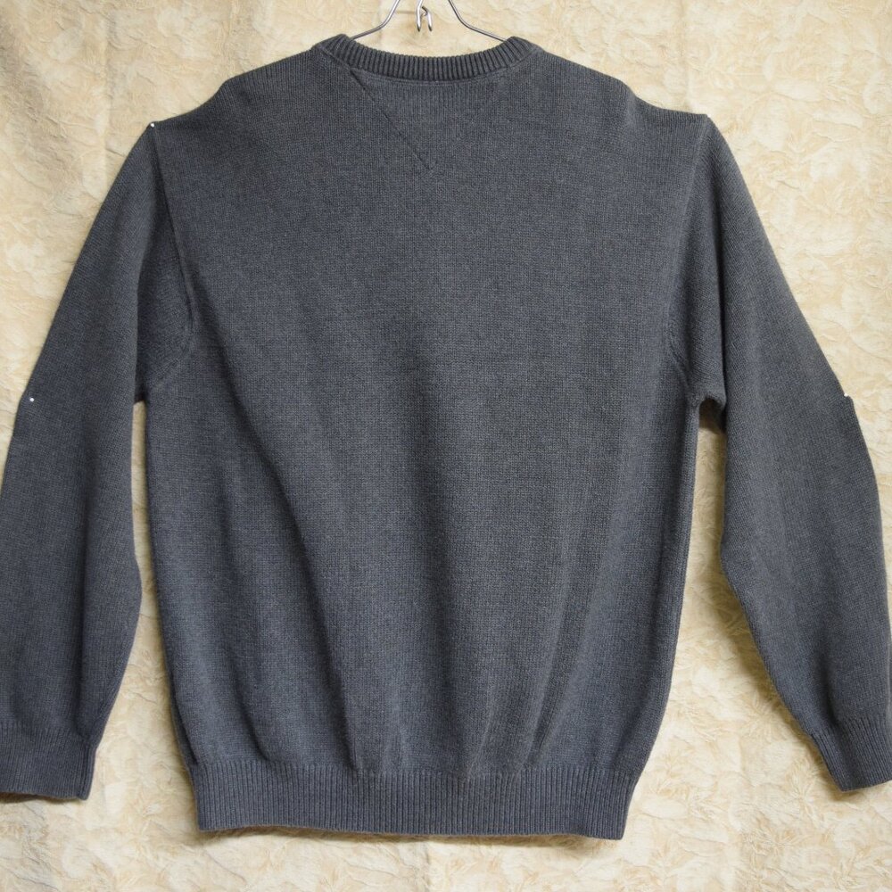 Y2K VTG Tommy Hilfiger Cotton Sweater Men Pullover Sz XL Gray THICK Academia - Picture 6 of 7